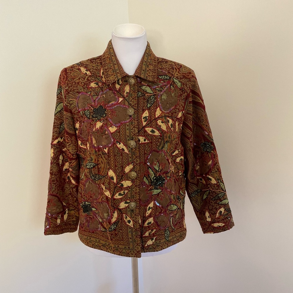 Vintage Draper’s And Damon’s Burgundy Embroidered Tapestry Wool  Jacket